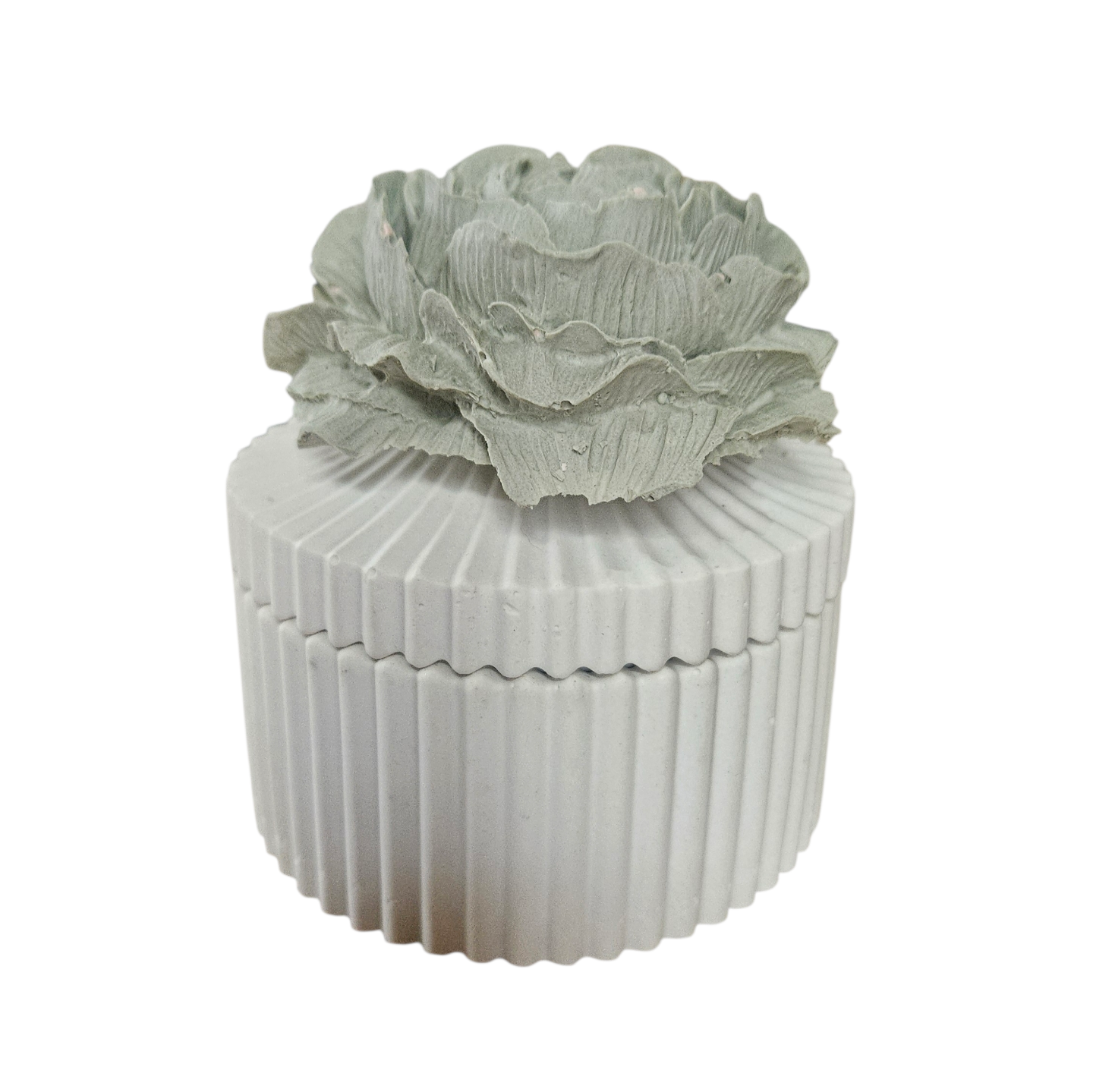 Striped Vessell with Peony Lid