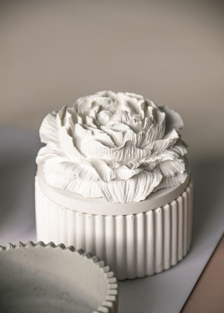 Striped Vessell with Peony Lid