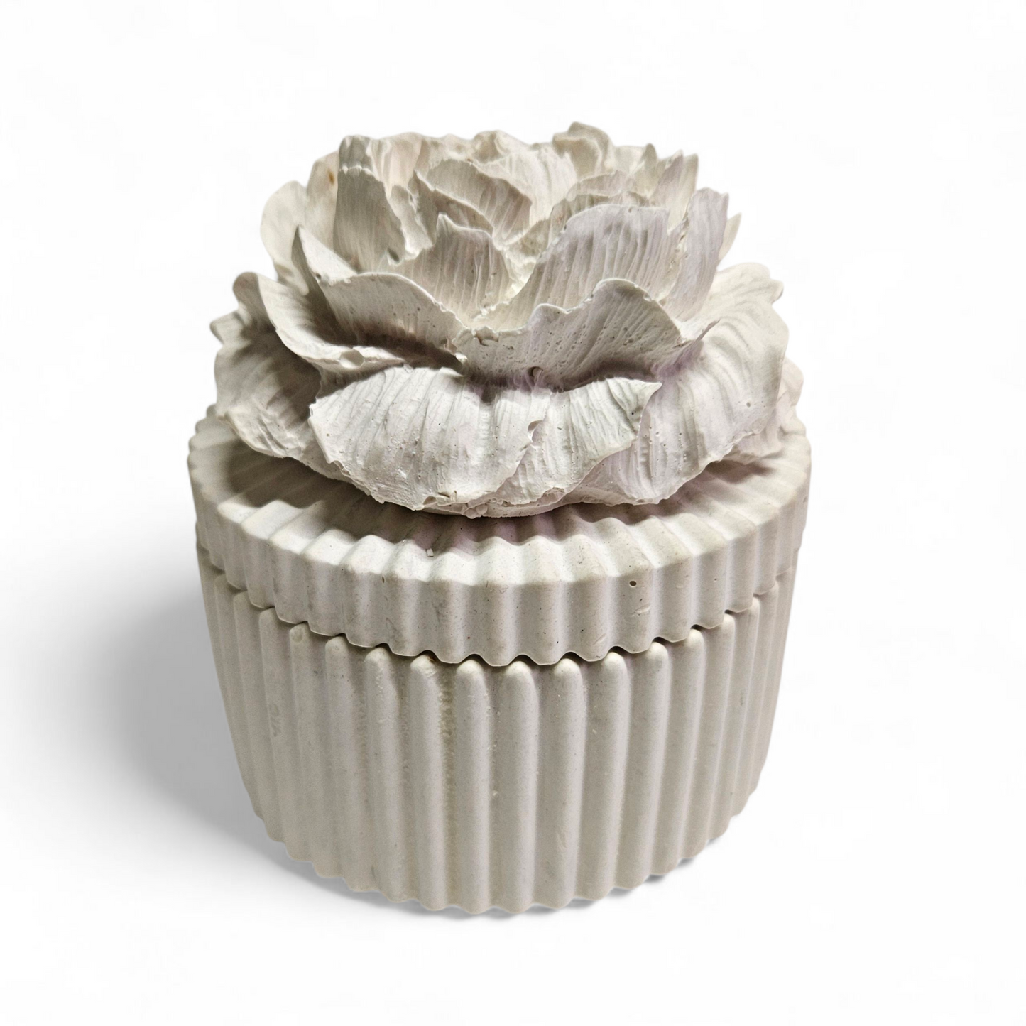 Striped Vessell with Peony Lid