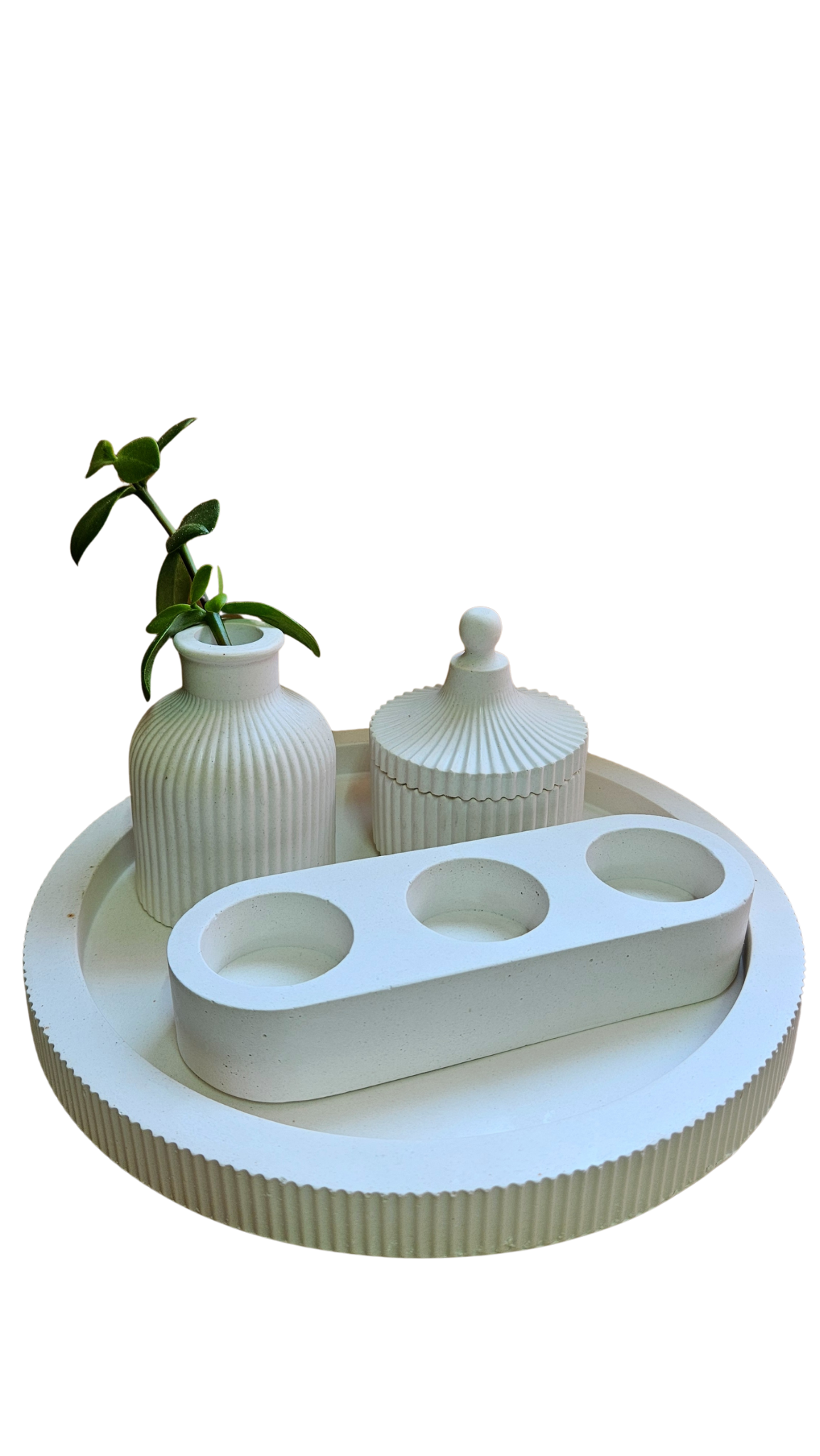 Striped set with Tea light candle holder