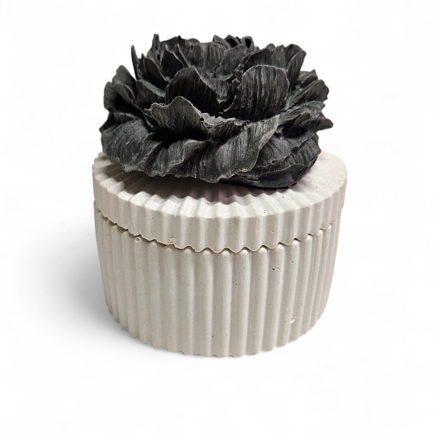 Striped Vessell with Peony Lid